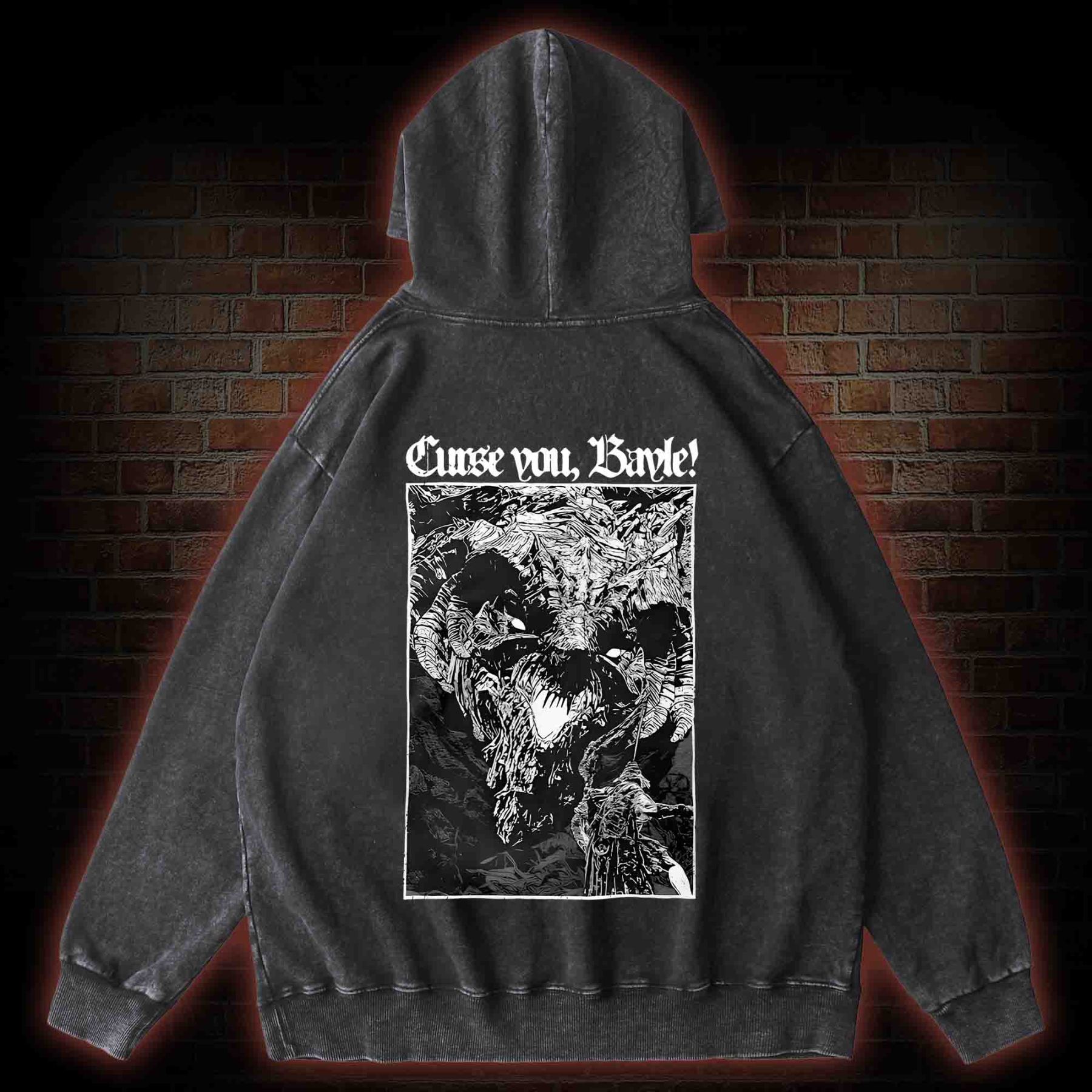Curse You Bayle! Back Print Washed Hoodie