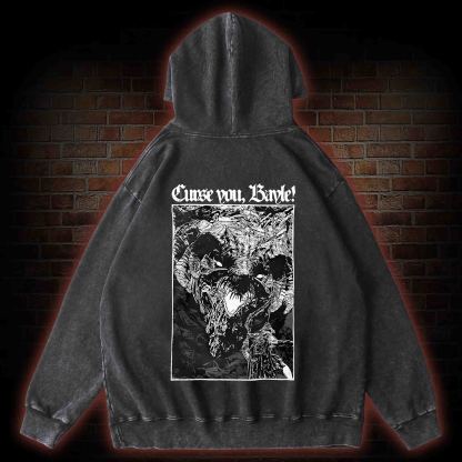 Curse You Bayle! Back Print Washed Hoodie