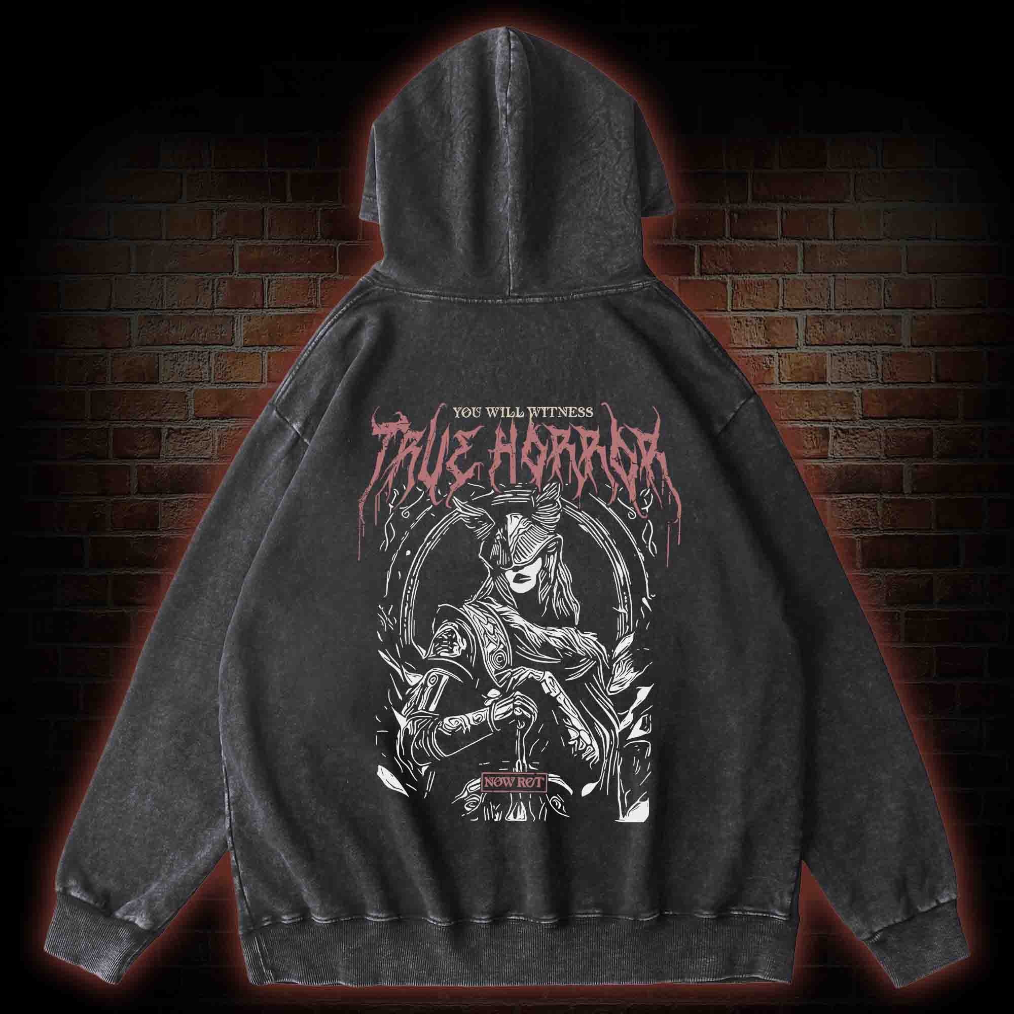 True Horror Back Print Washed Hoodie