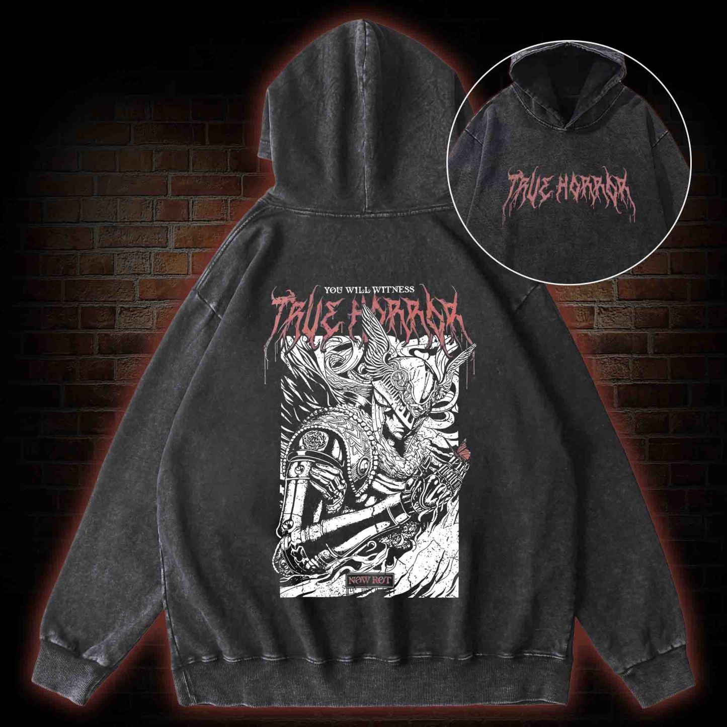 You Will Witness True Horror Back Print Washed Hoodie