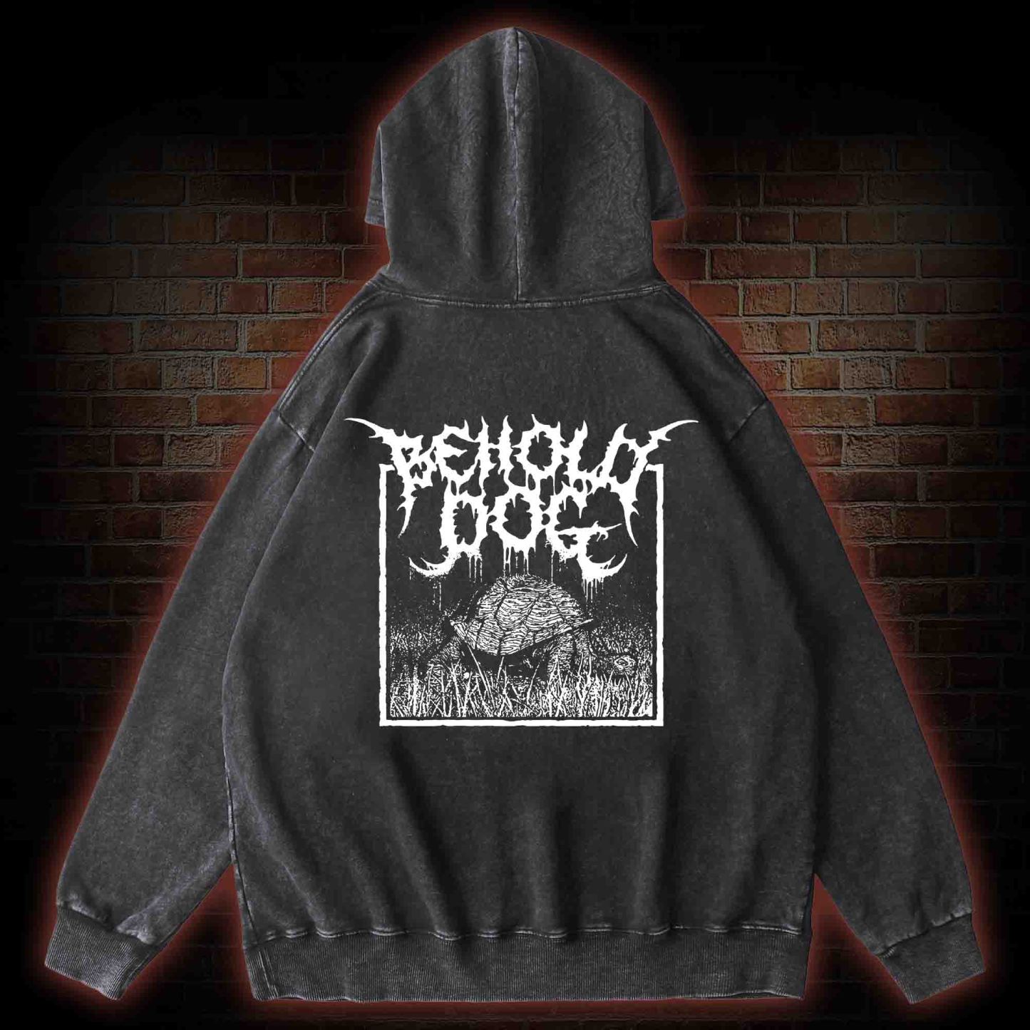 Behold Dog Back Print Washed Hoodie