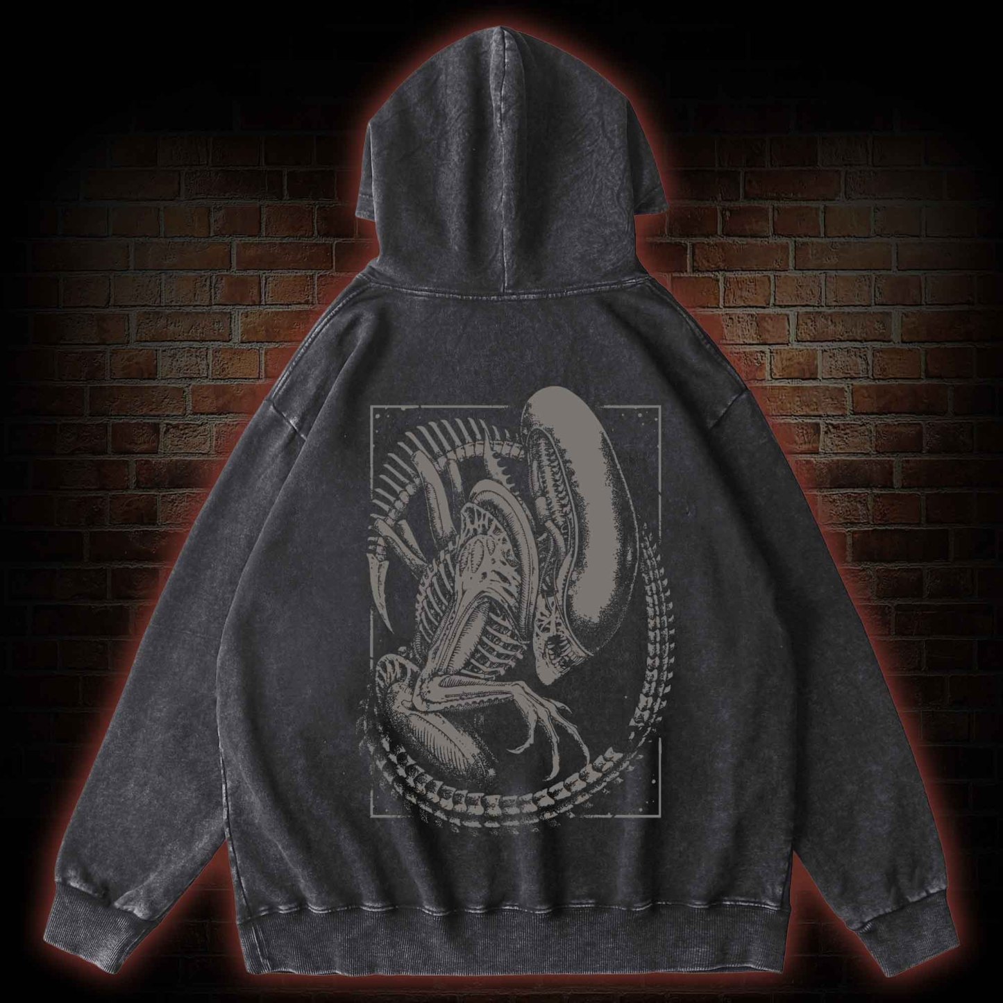 Alien Vintage Back Print Washed Hoodie