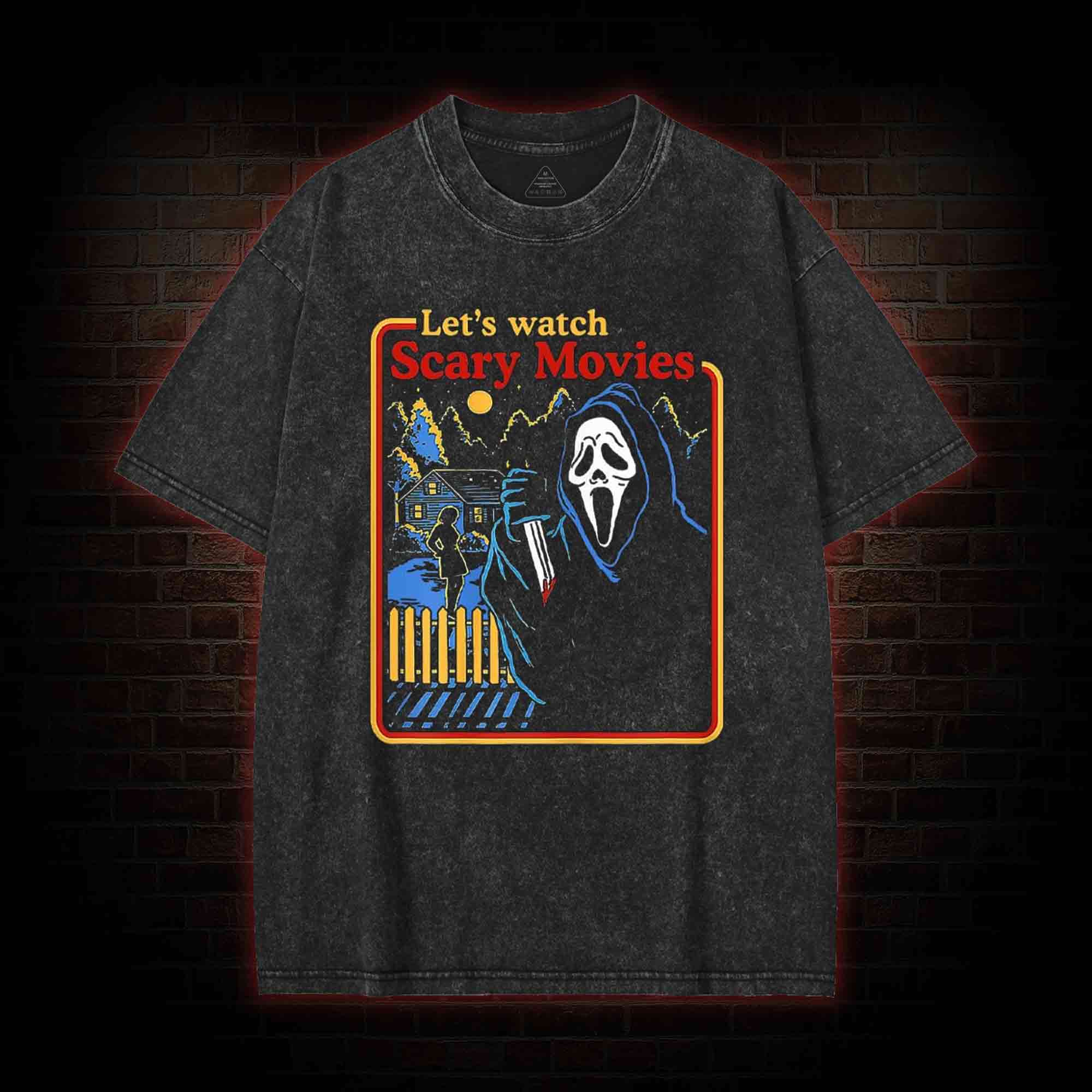 Let's Watch Scary Movies Washed T-shirt