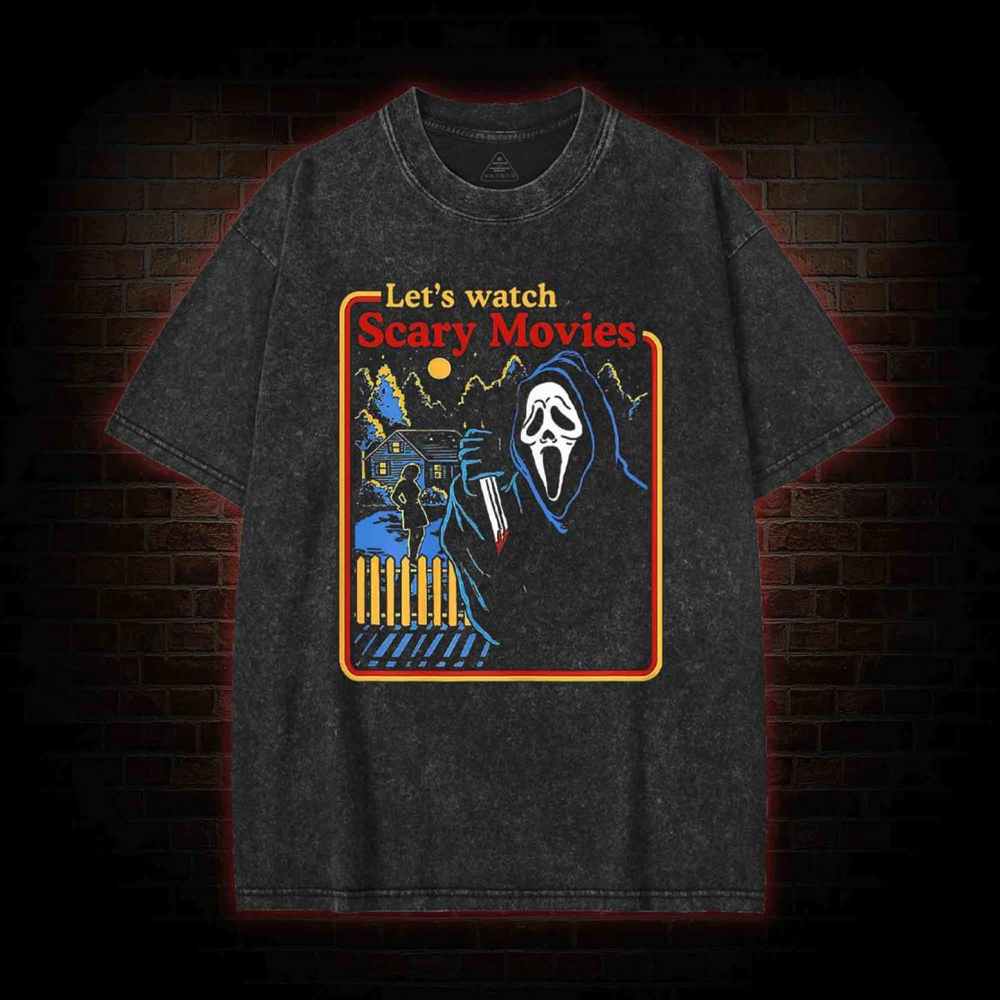 Let's Watch Scary Movies Washed T-shirt