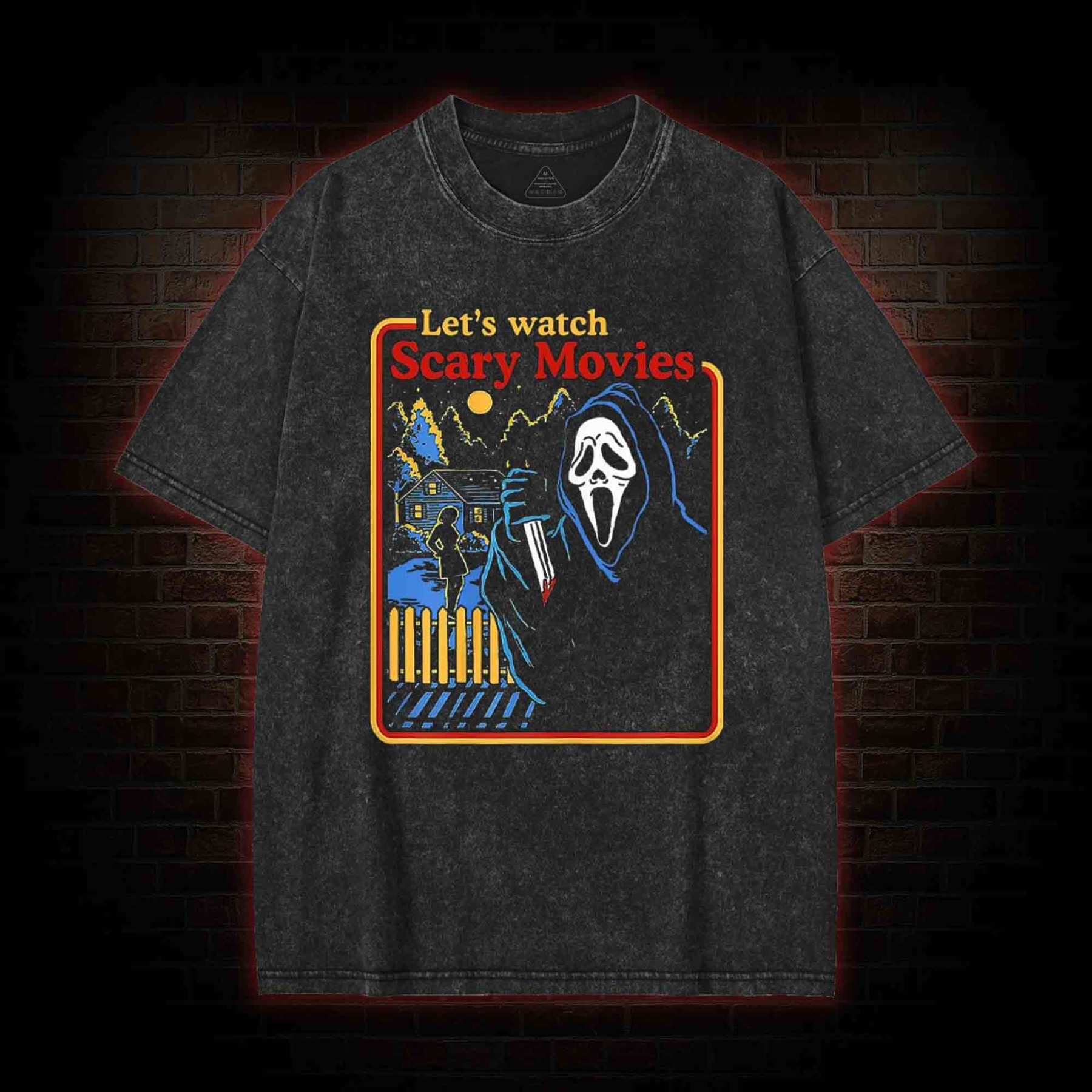 Let's Watch Scary Movies Washed T-shirt