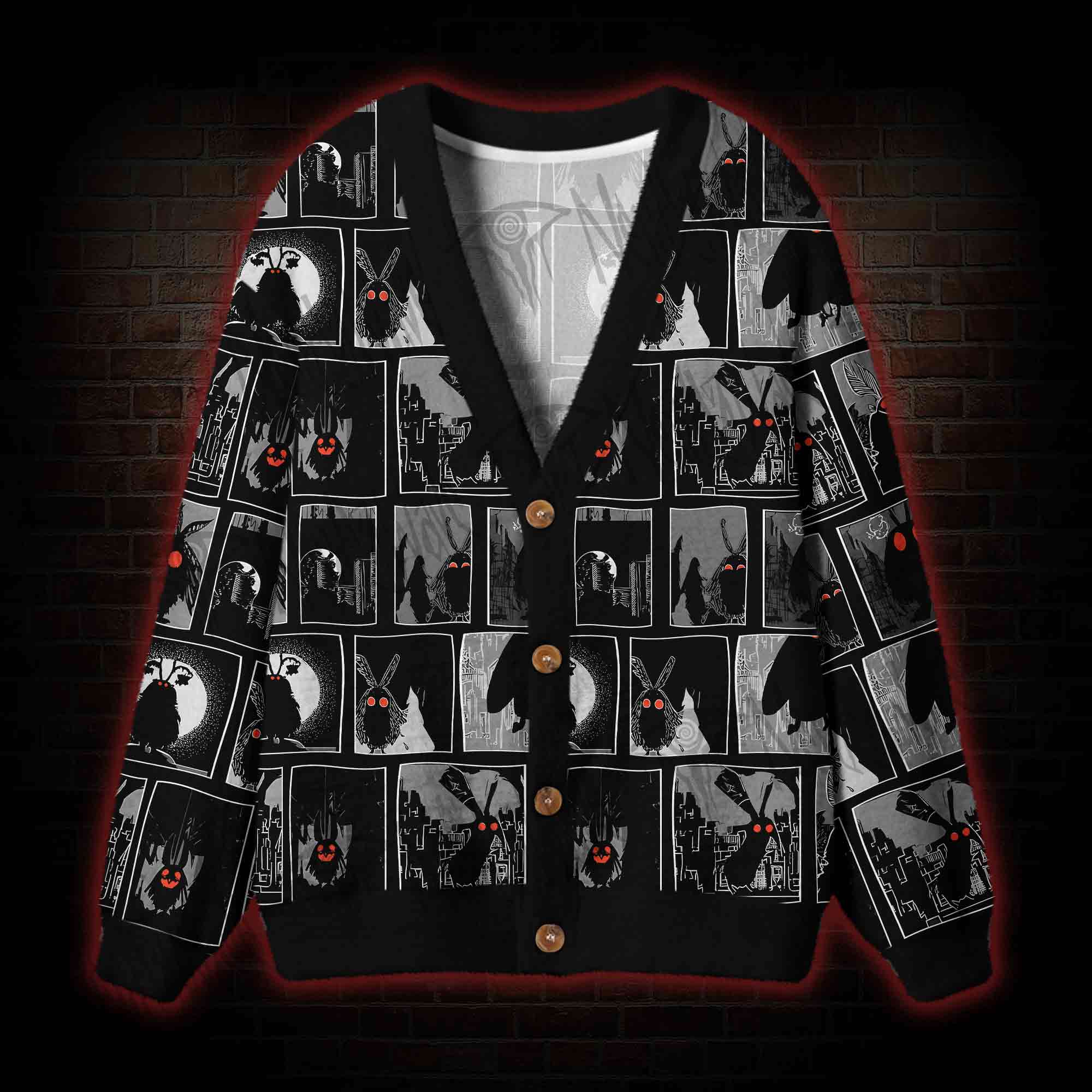 Mothman at Night Cardigan Sweater