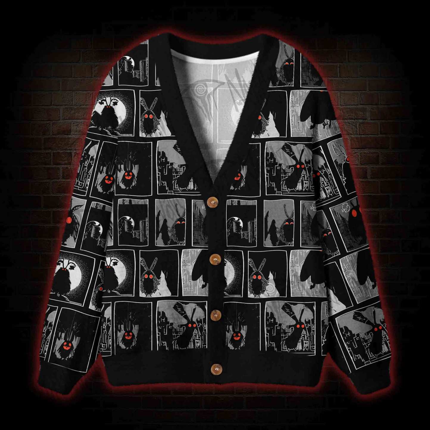Mothman at Night Cardigan Sweater