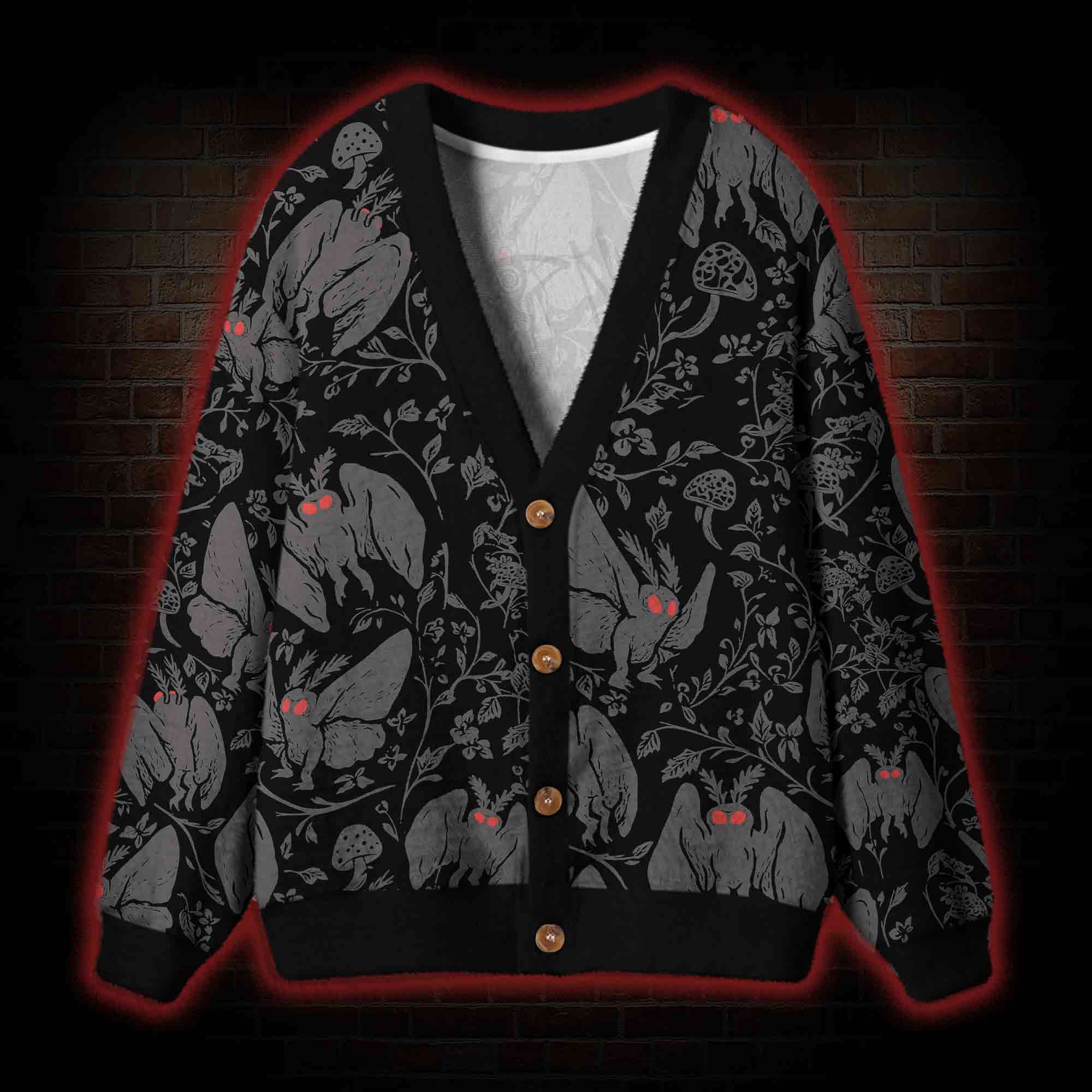 Mothman in the Jungle Cardigan Sweater