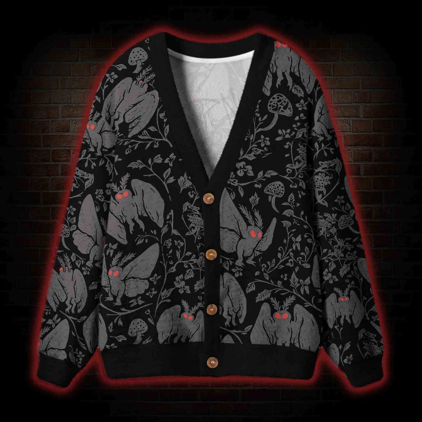 Mothman in the Jungle Cardigan Sweater