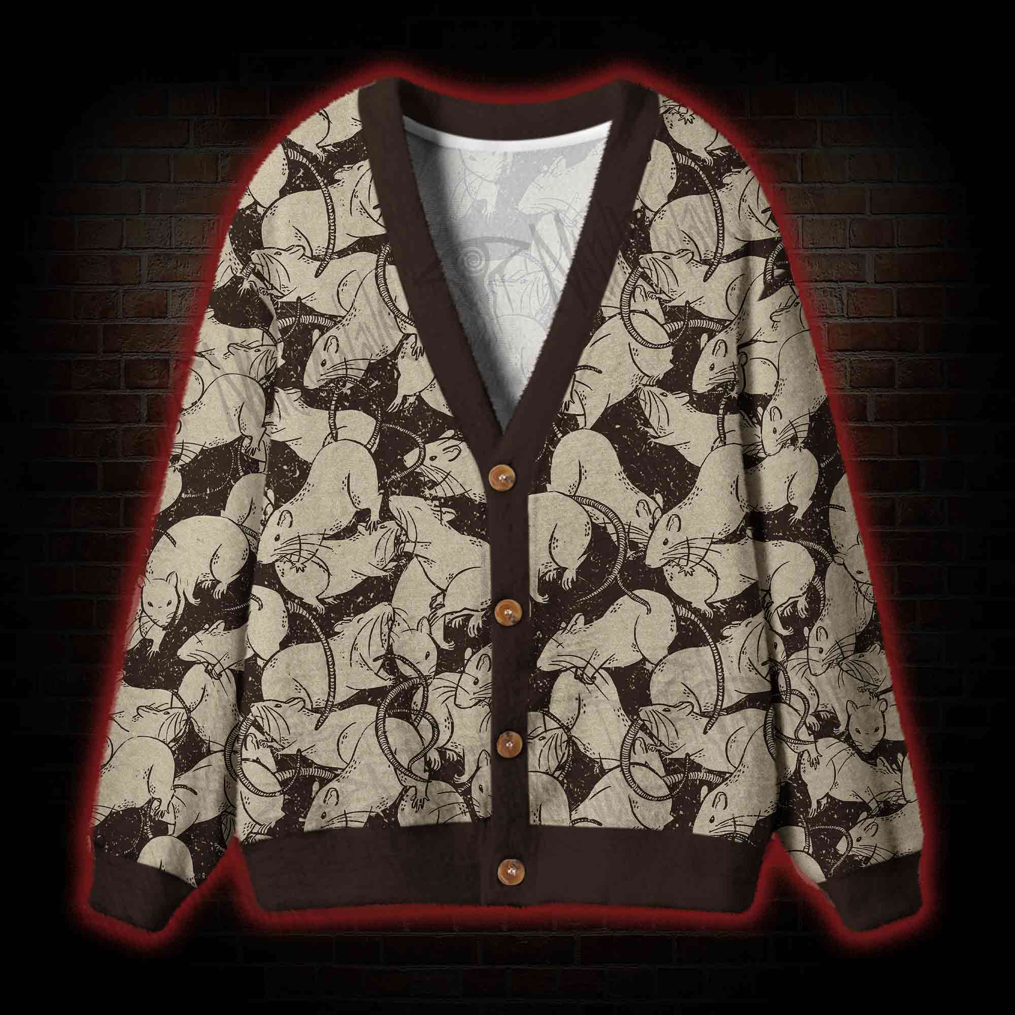 Black Death Button-up Cardigan Sweater