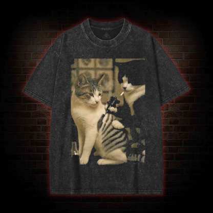 Funny Cat Washed T-shirt