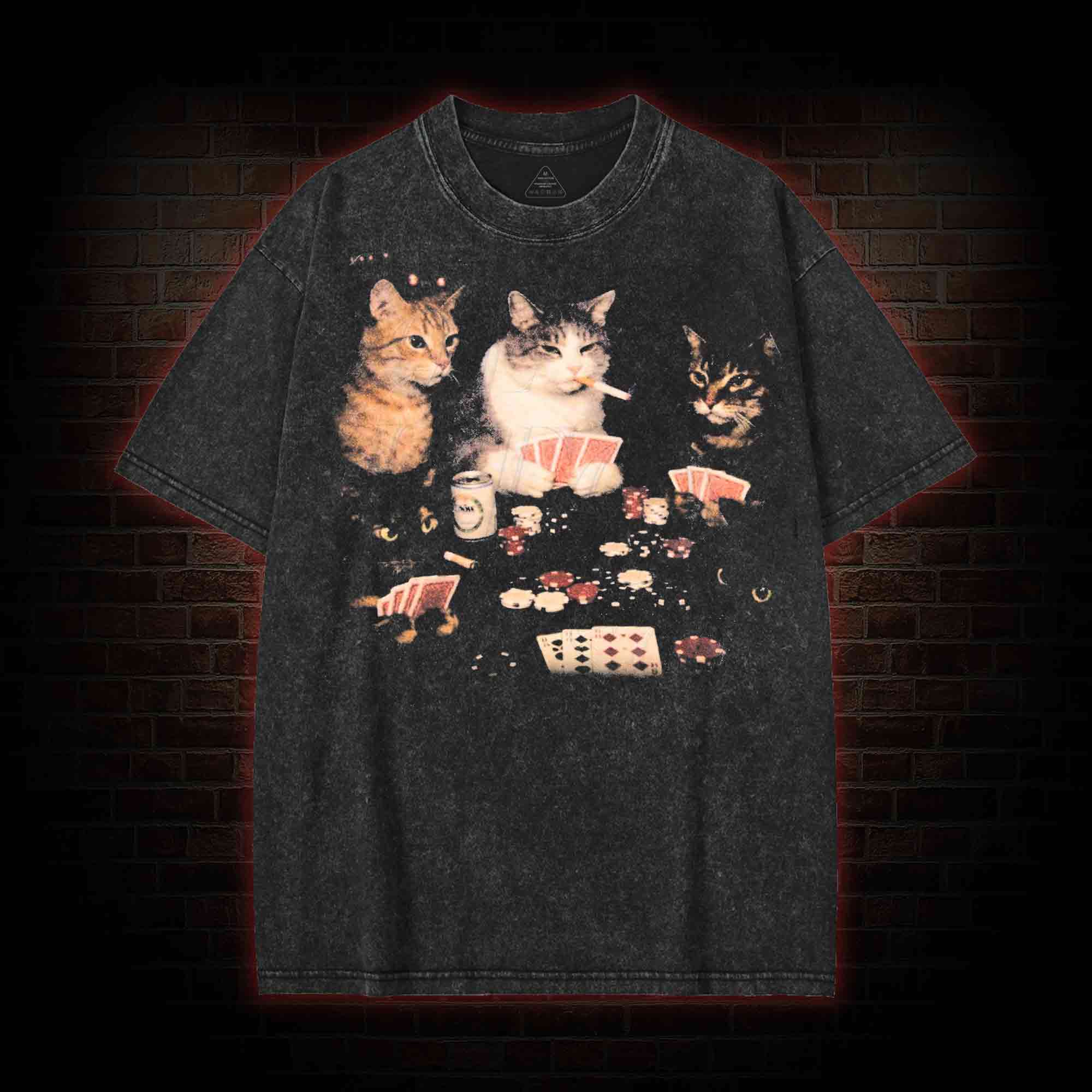 Cats Playing Poker Washed T-shirt