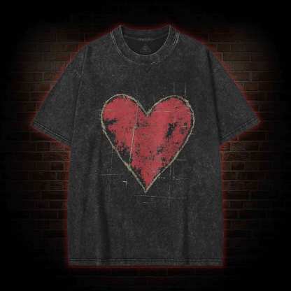 Distressed Heart Washed T-shirt