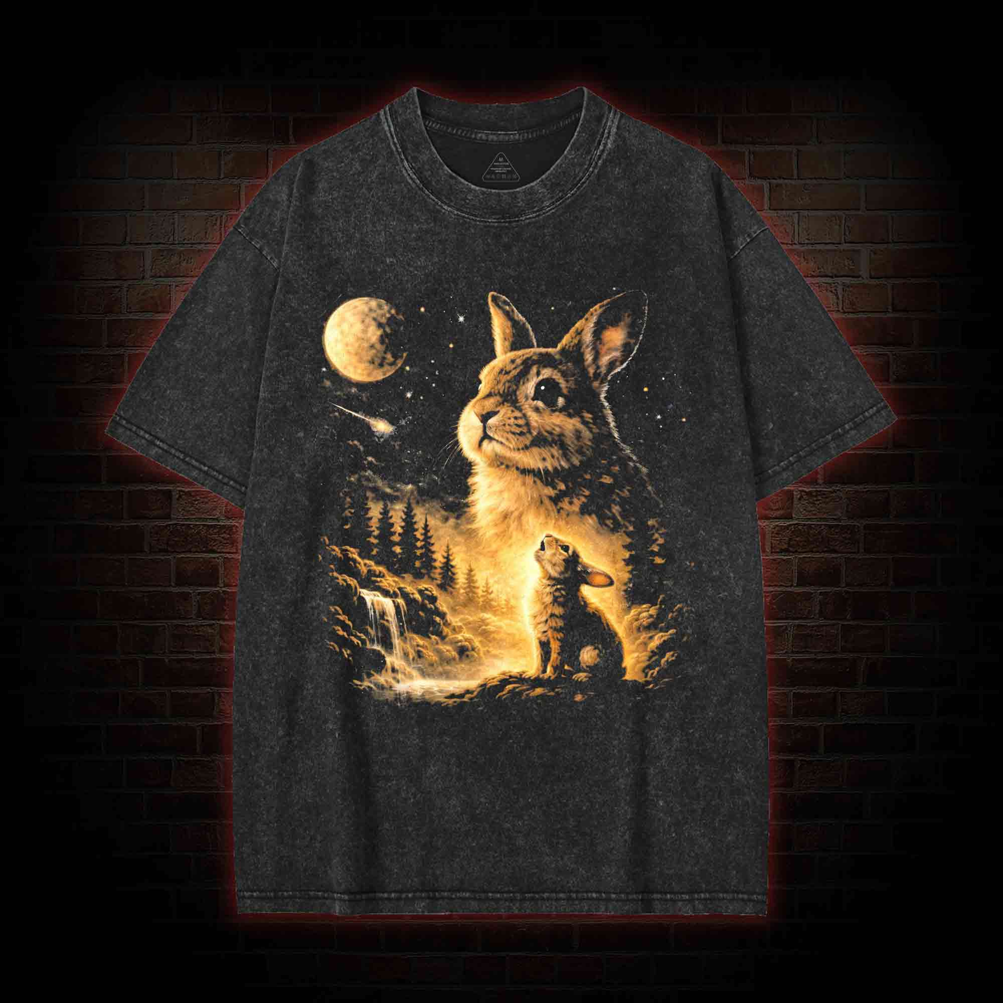 Bunny Howling to the Moon Washed T-shirt