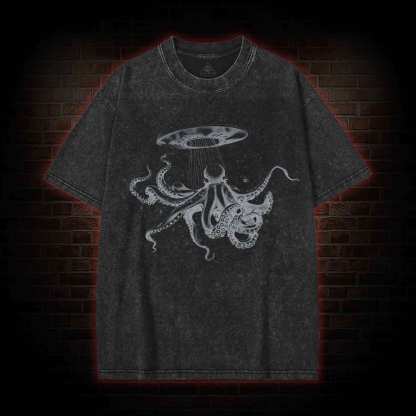 Alien Octopus Art Washed T-shirt