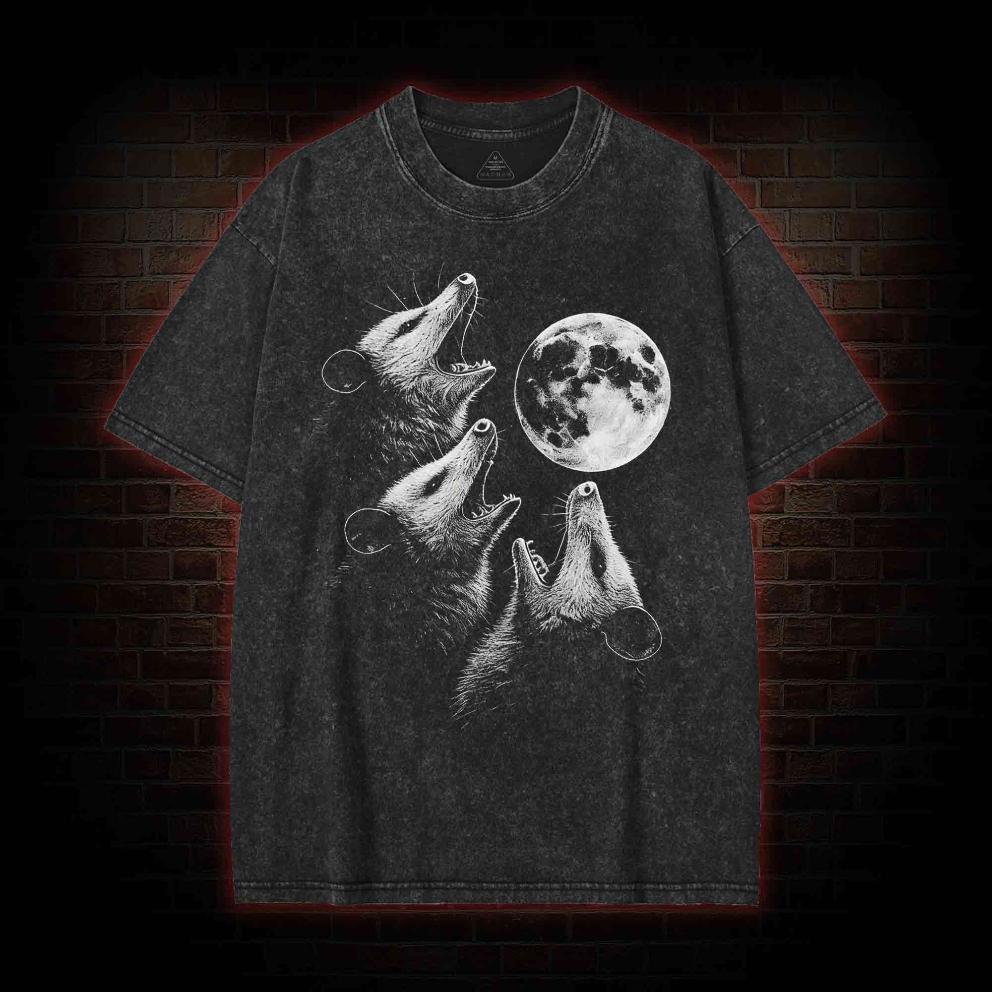 Possums Howling to Moon Washed T-shirt