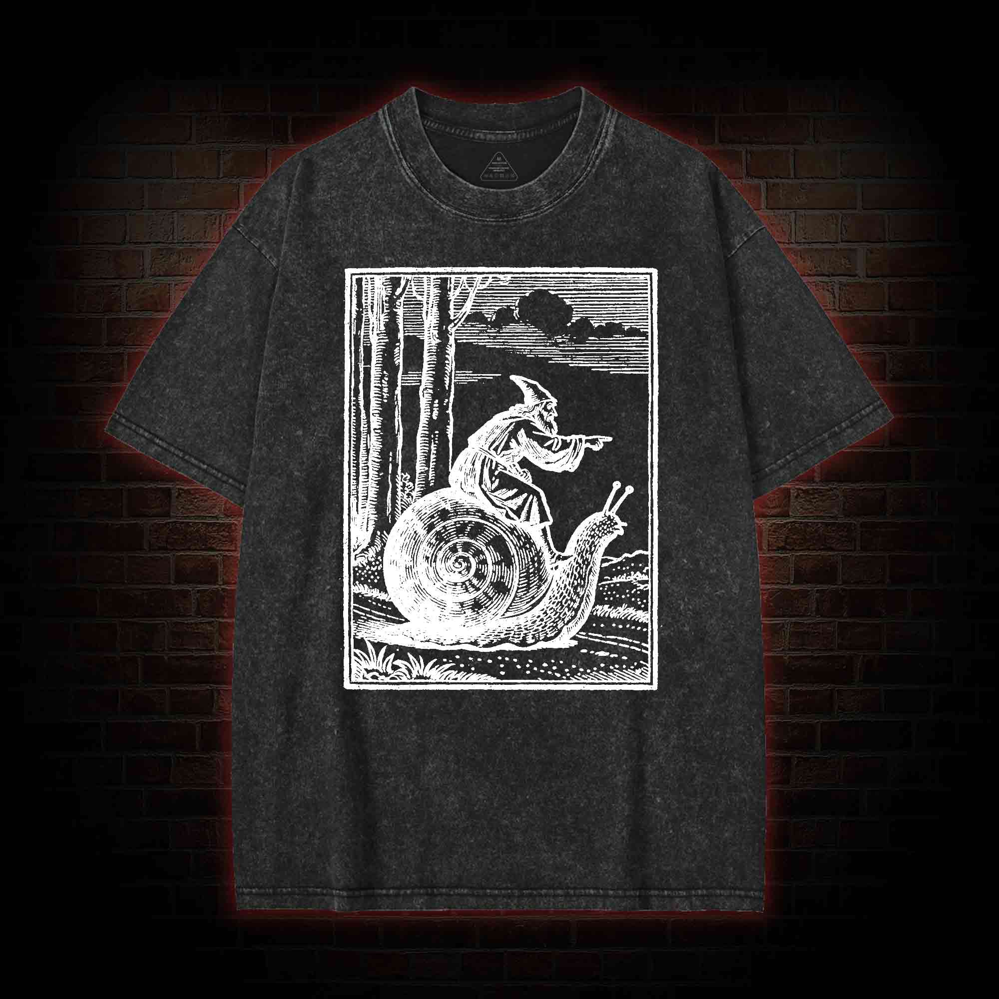 Medieval Snail Rider Washed T-shirt