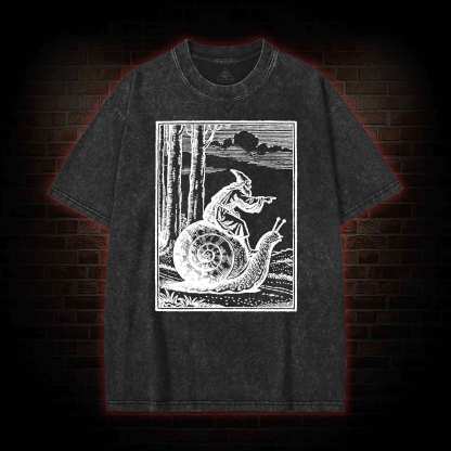 Medieval Snail Rider Washed T-shirt