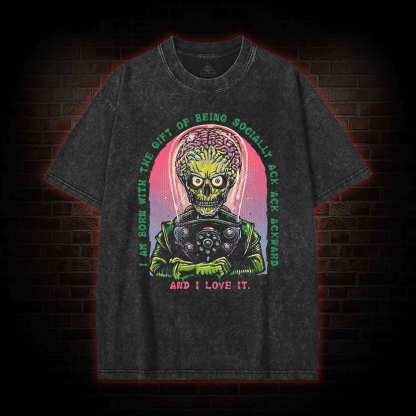 Socially Ack Ack Ackward Washed T-shirt