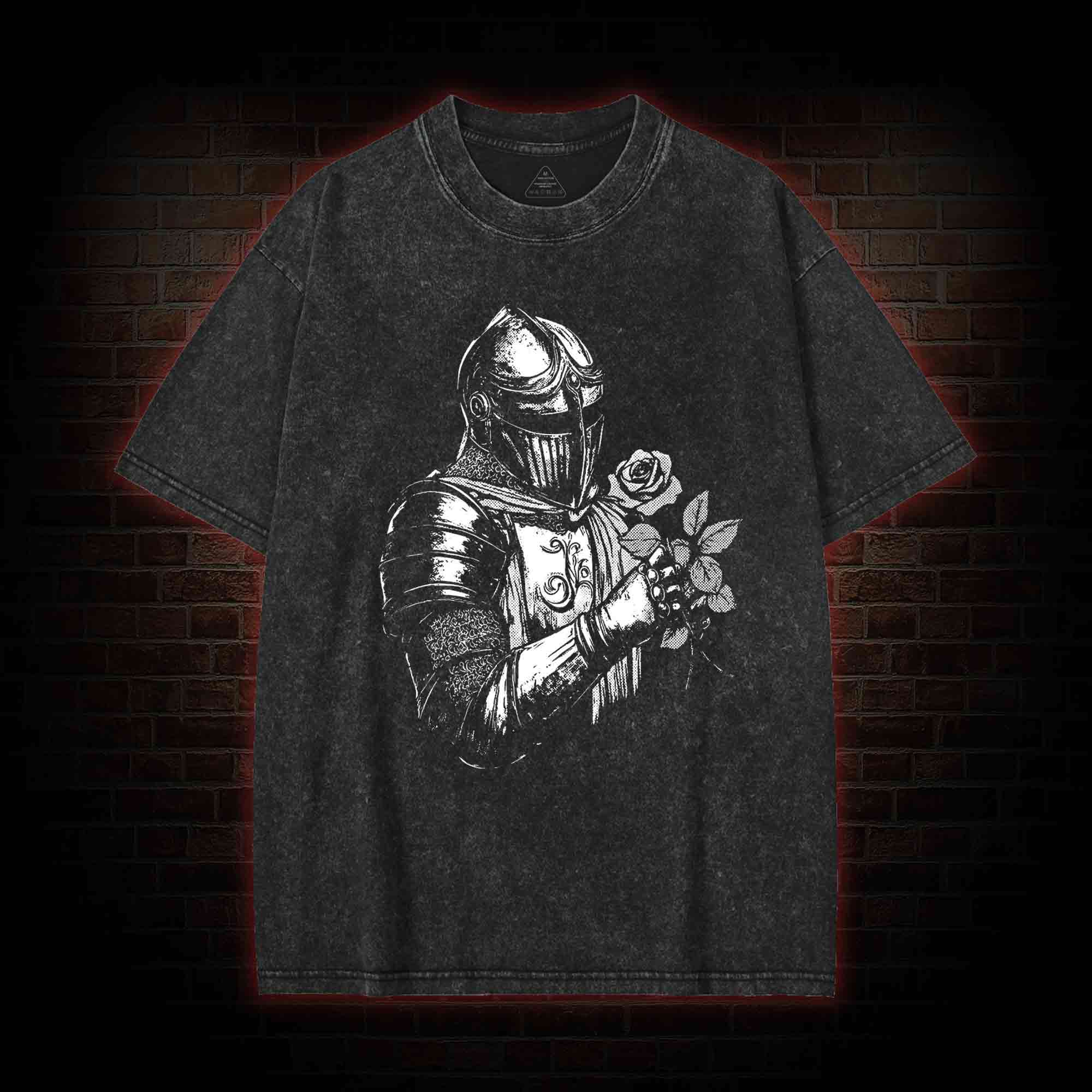 Knight Holding Roses Washed T-shirt