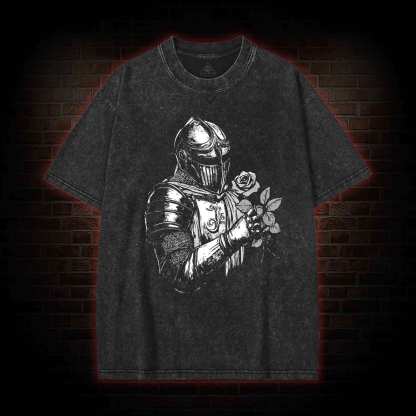 Knight Holding Roses Washed T-shirt