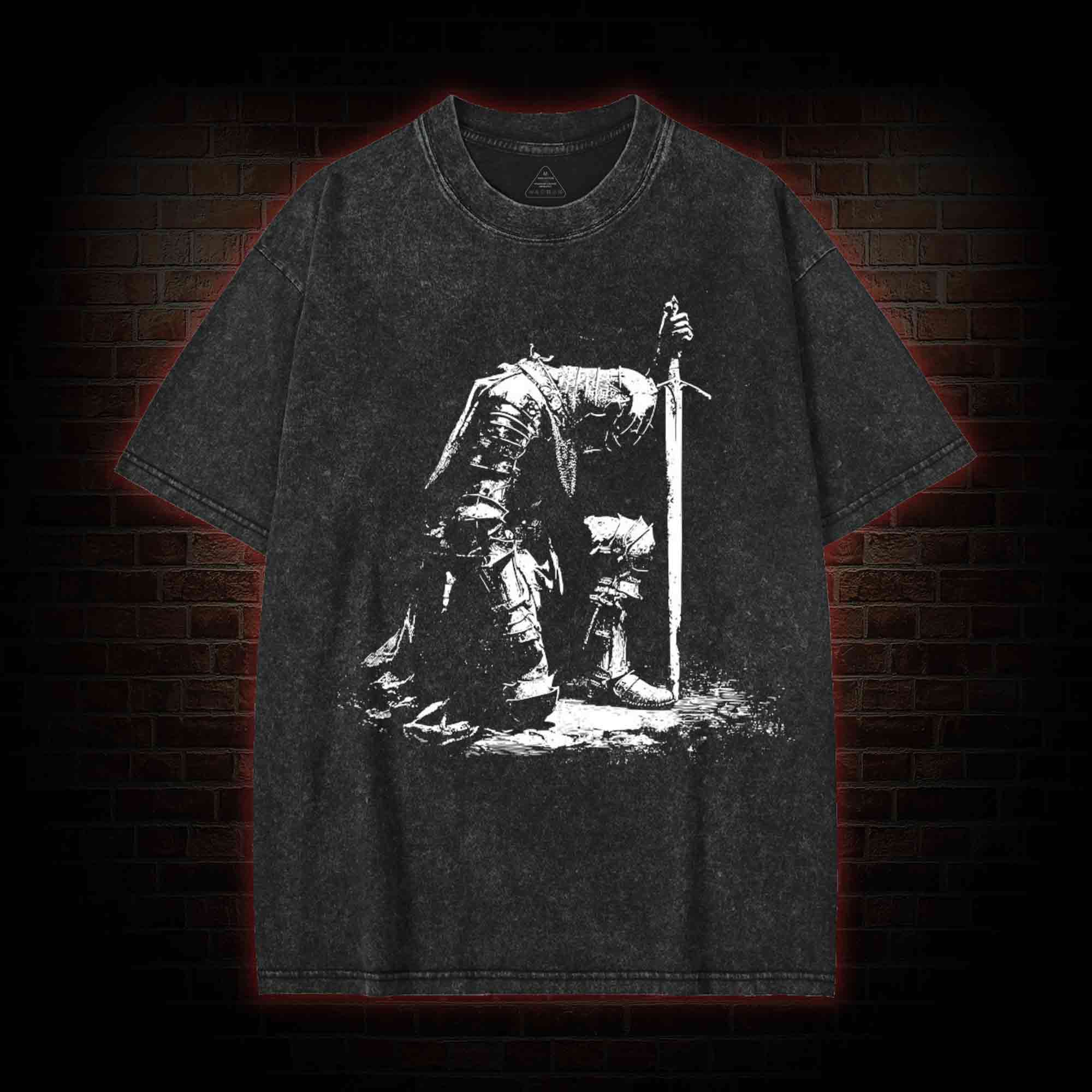 Dark Fantasy Knight Washed T-shirt