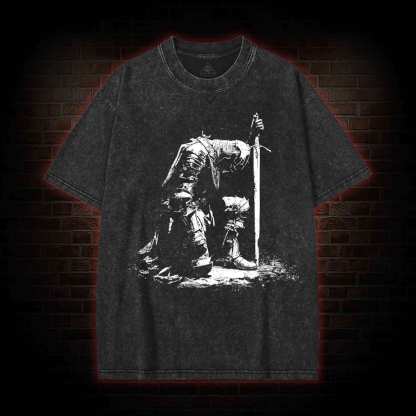 Dark Fantasy Knight Washed T-shirt