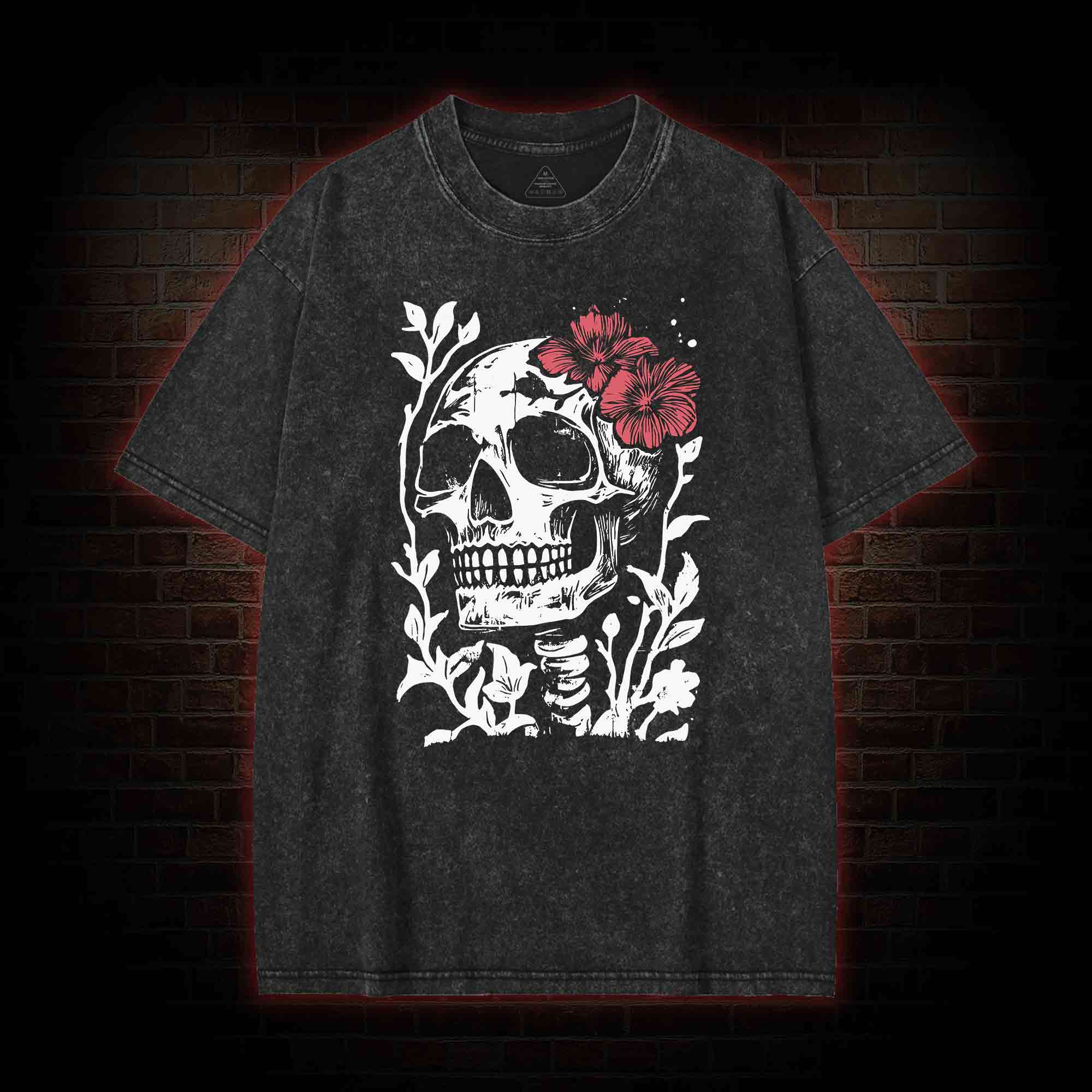 Flower Skull Washed T-shirt