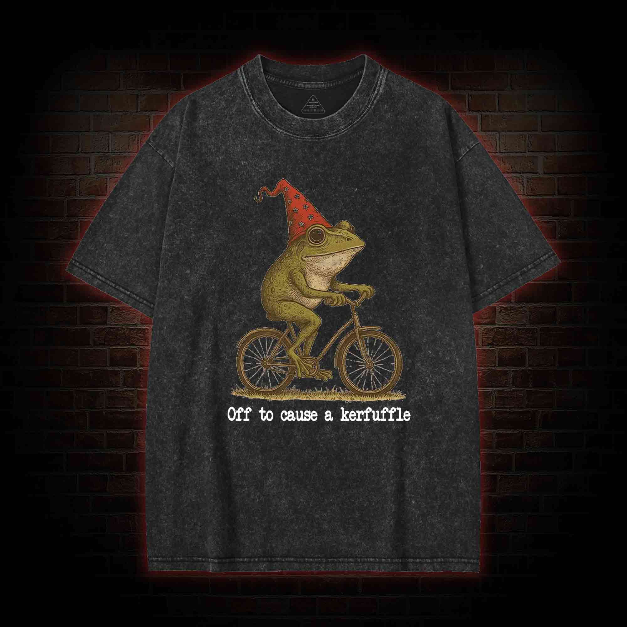 Off to Cause a Kerfuffle Frog Washed T-shirt