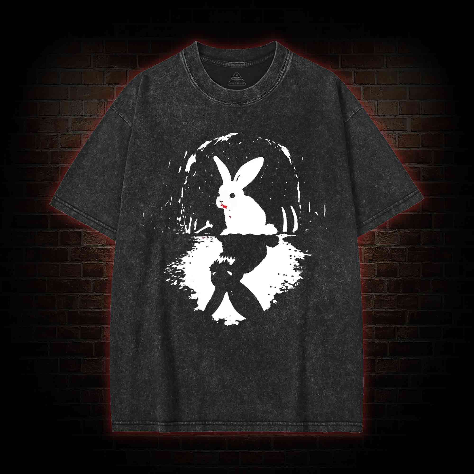 Surreal Duality Rabbit Reflection Washed T-shirt