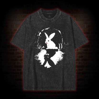 Surreal Duality Rabbit Reflection Washed T-shirt