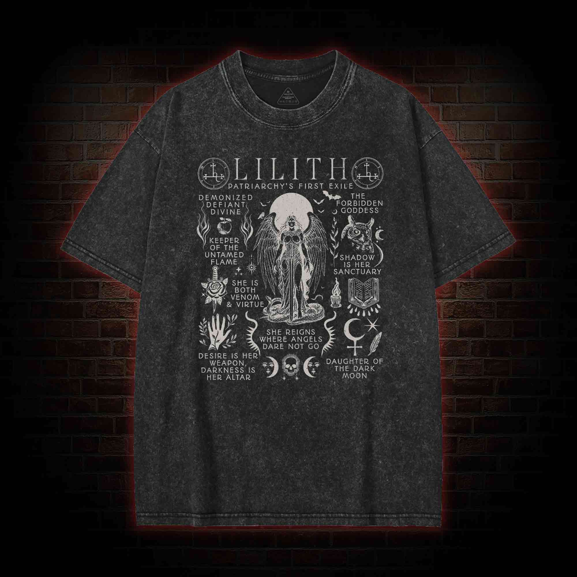 She Rules Over the Lands Where Angels Dare not Tread Washed T-shirt