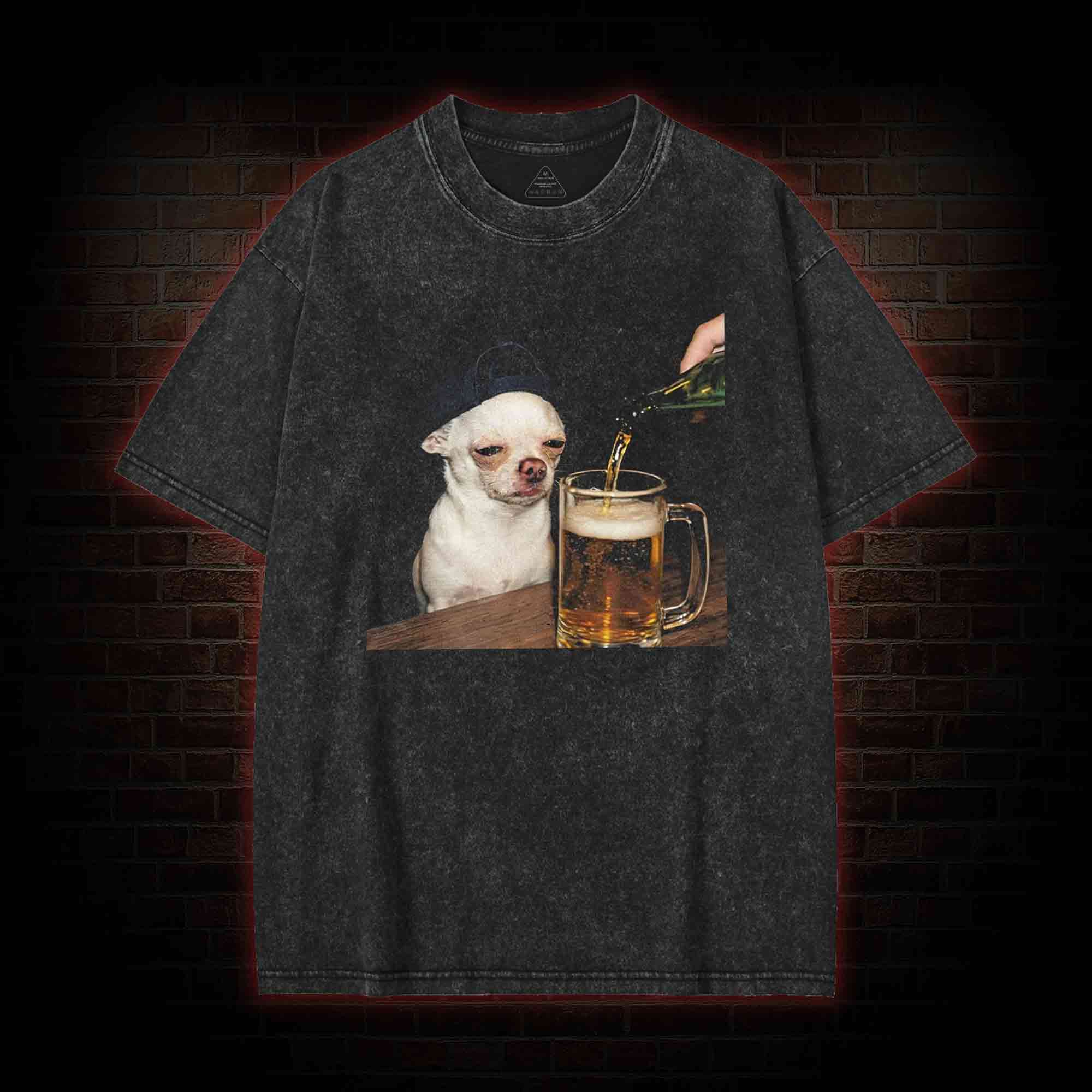 Drunk Puppy Meme Washed T-shirt