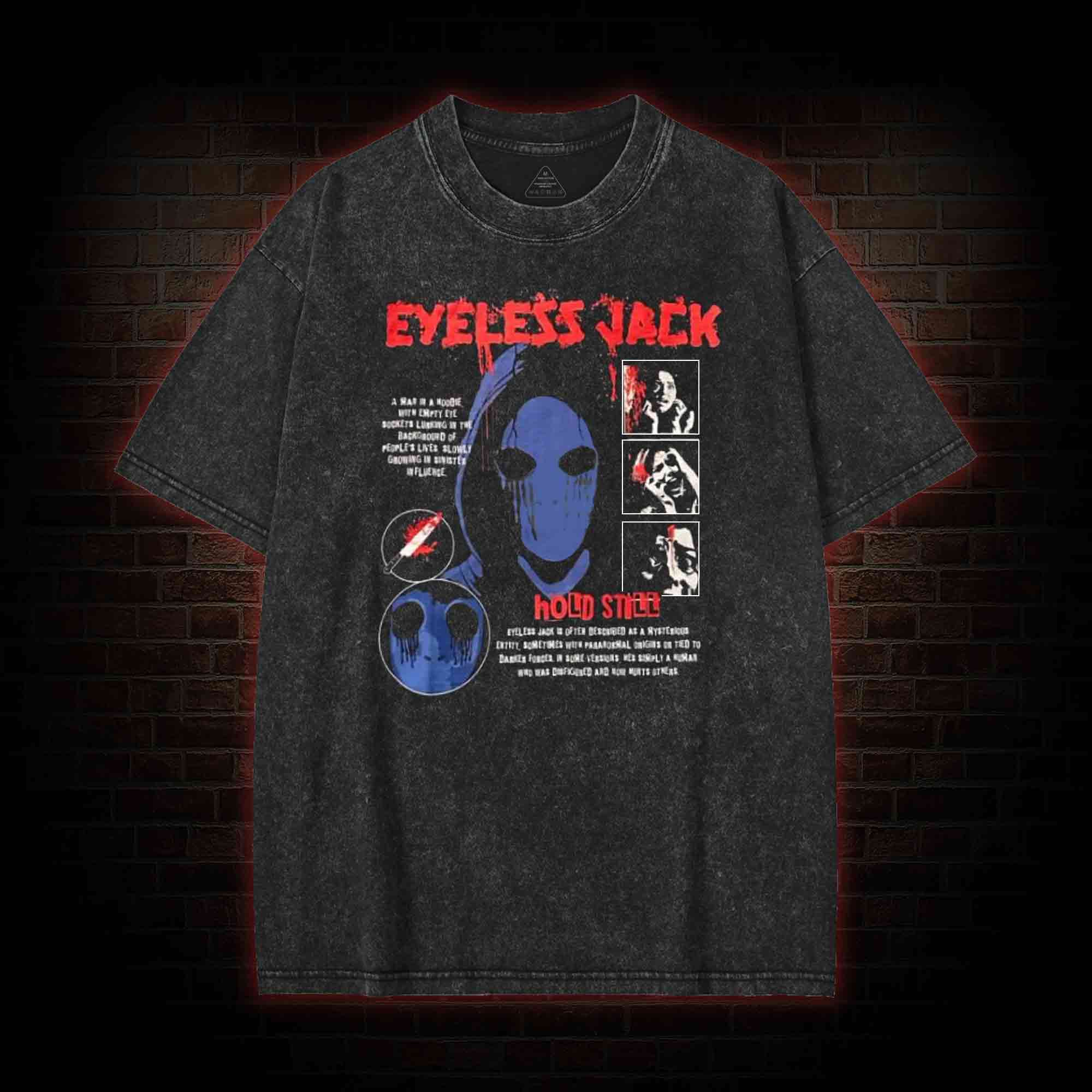 A Man in a Hoodie with Empty Eye Sockets Washed T-shirt