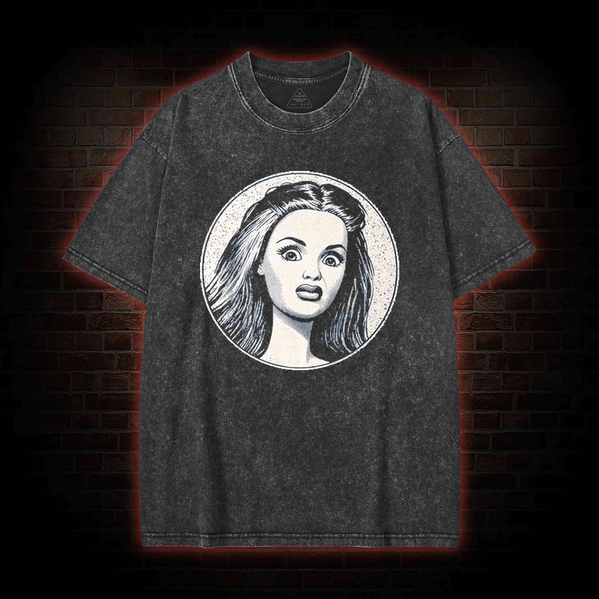 Disgusted Doll Face Washed T-shirt