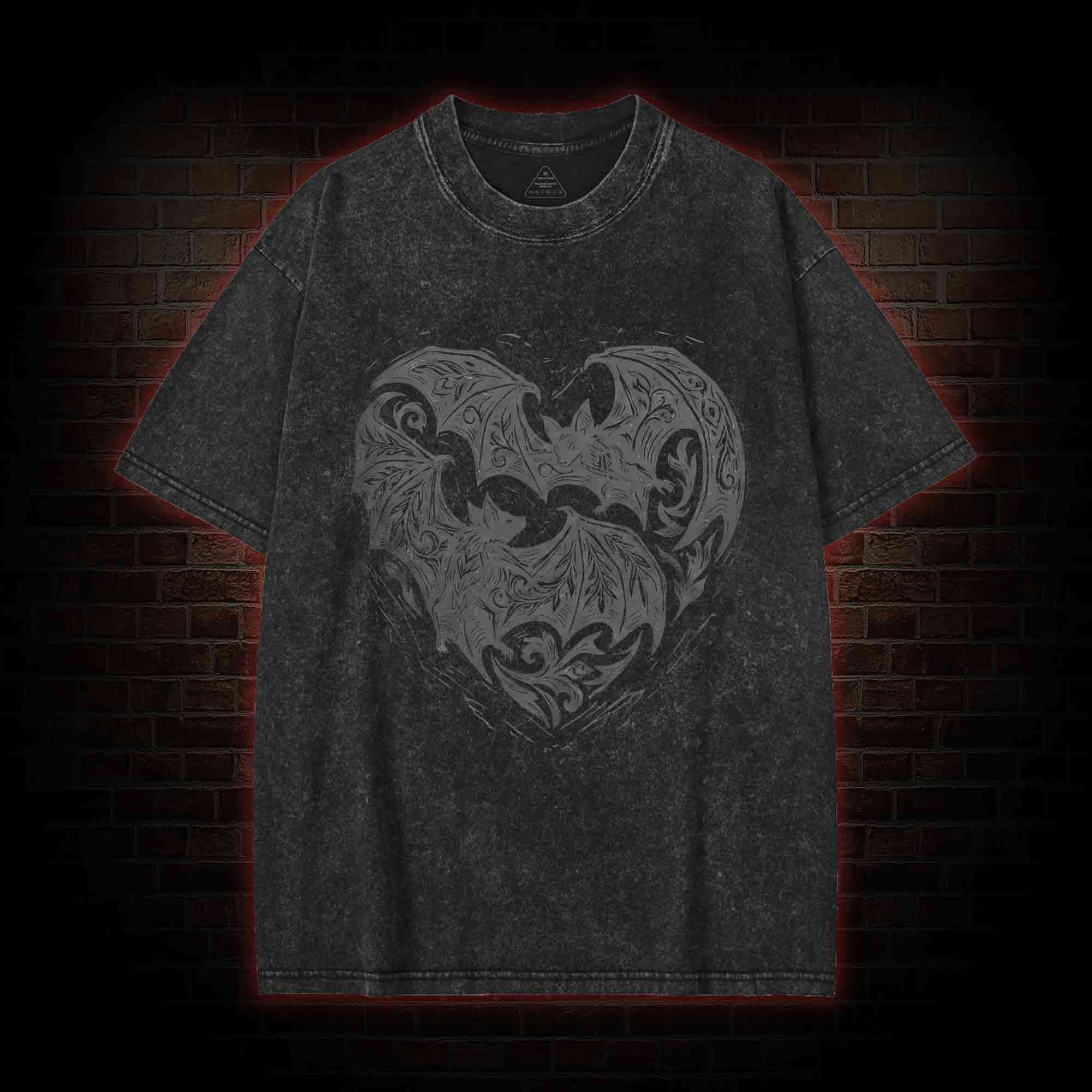 Vampire Bat Heart Washed T-shirt
