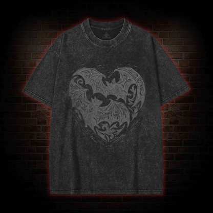 Vampire Bat Heart Washed T-shirt