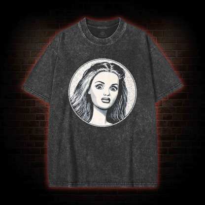 Disgusted Doll Face Washed T-shirt