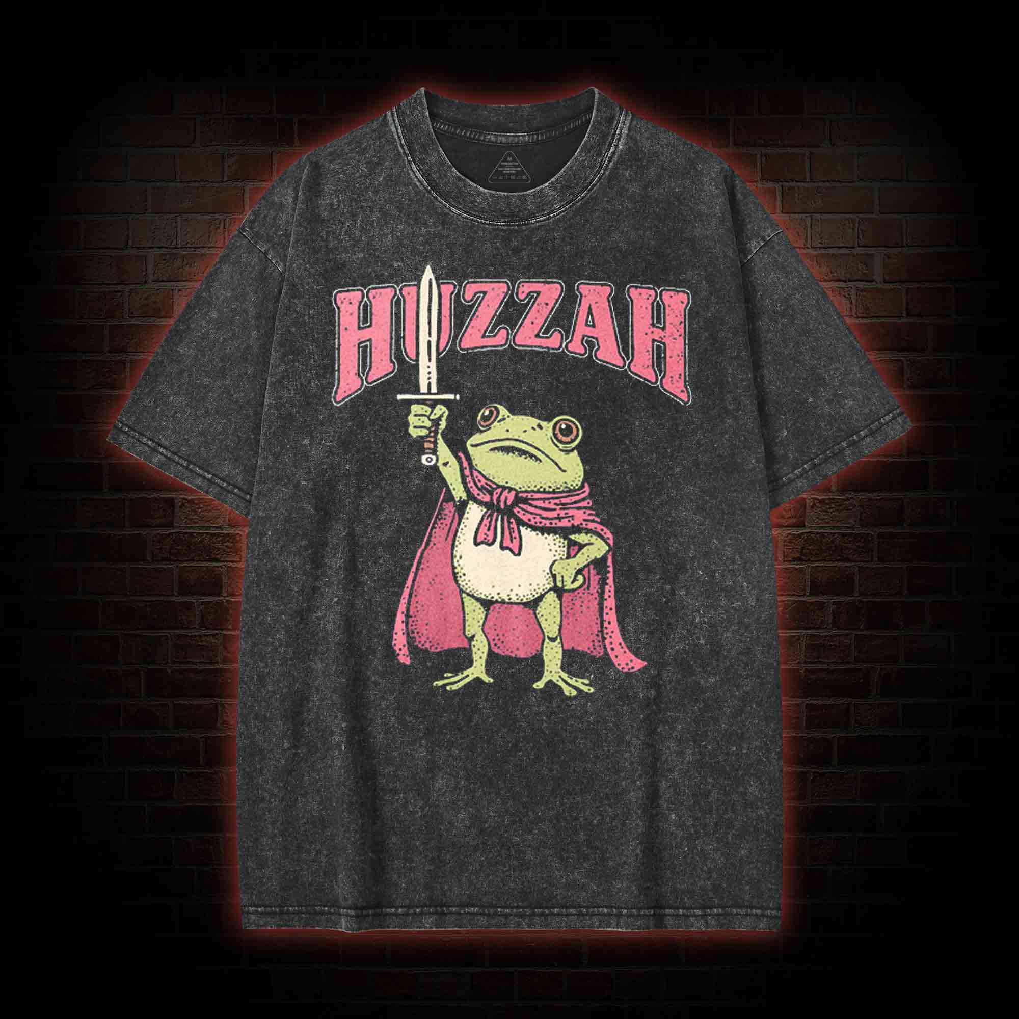 Huzzah Frog with Sword Washed T-shirt
