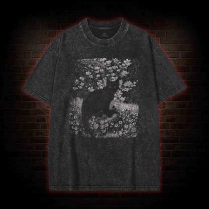 Vintage Black Cat Washed T-shirt
