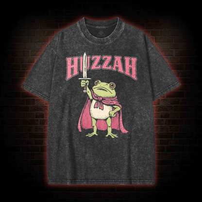 Huzzah Frog with Sword Washed T-shirt