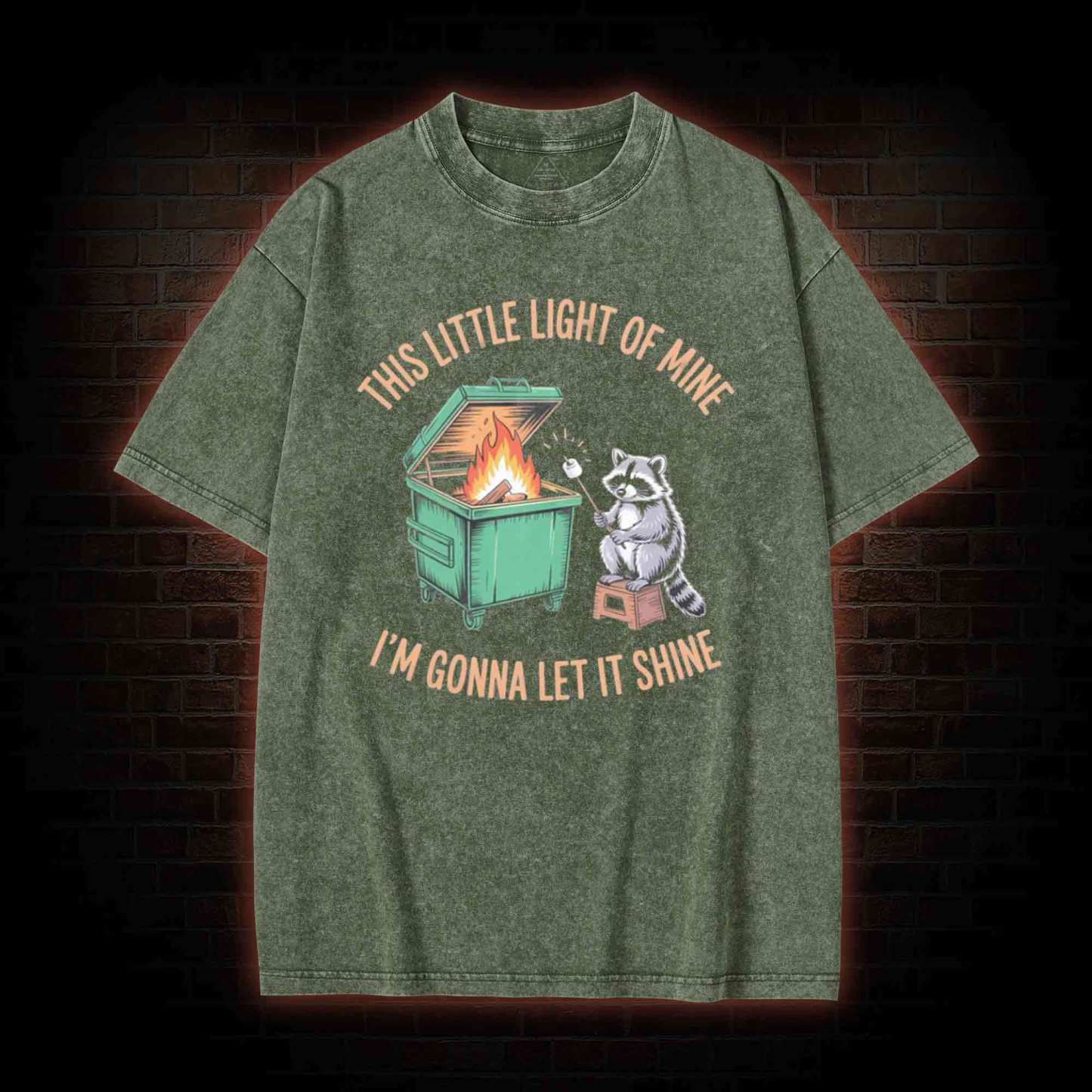 Dumpster Fire Raccoon Washed T-shirt