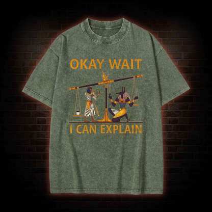 Okay Wait I can Explain Washed T-shirt
