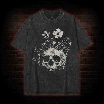 Floral Skull Washed T-shirt