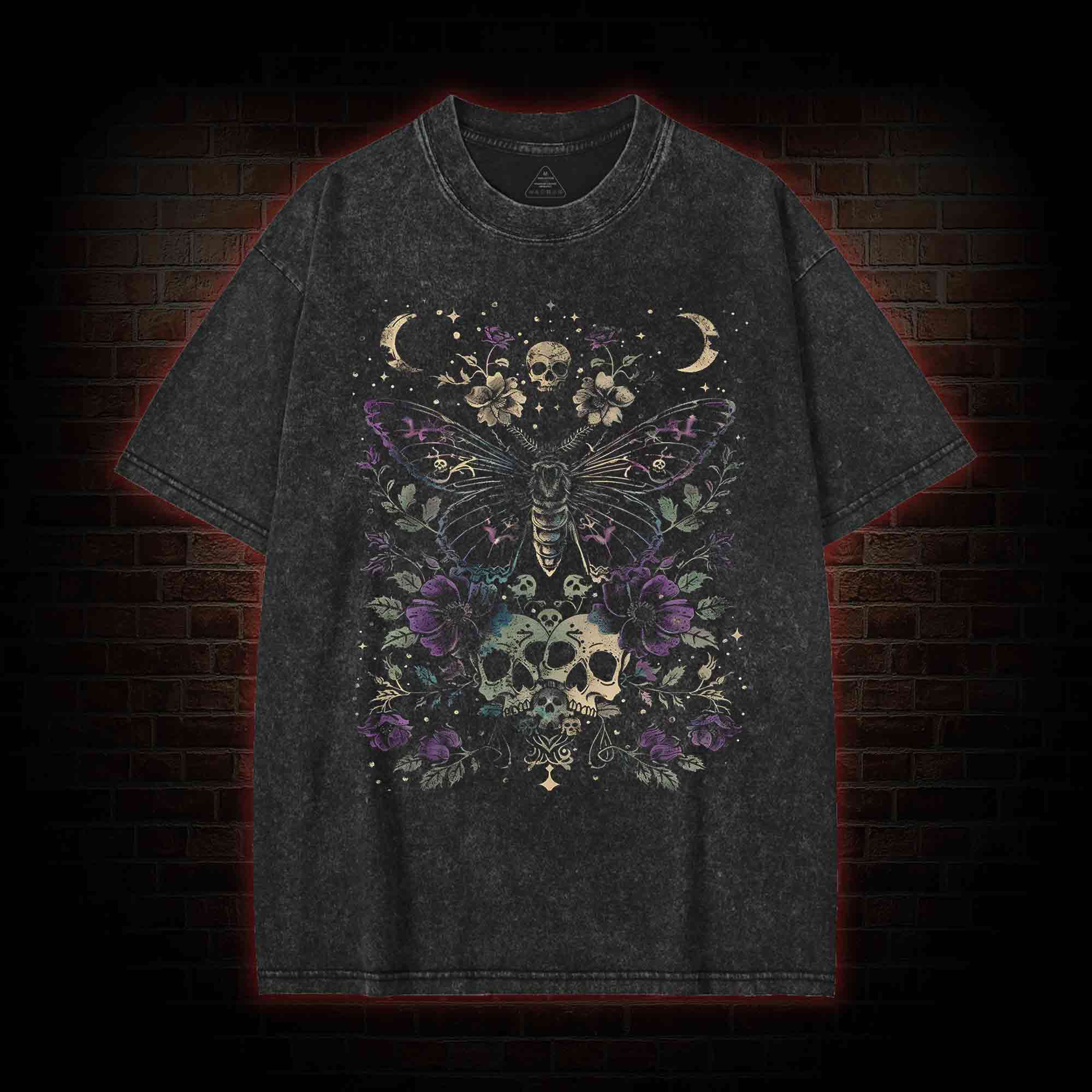 Witchy Floral Skull Washed T-shirt