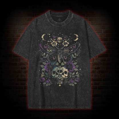 Witchy Floral Skull Washed T-shirt