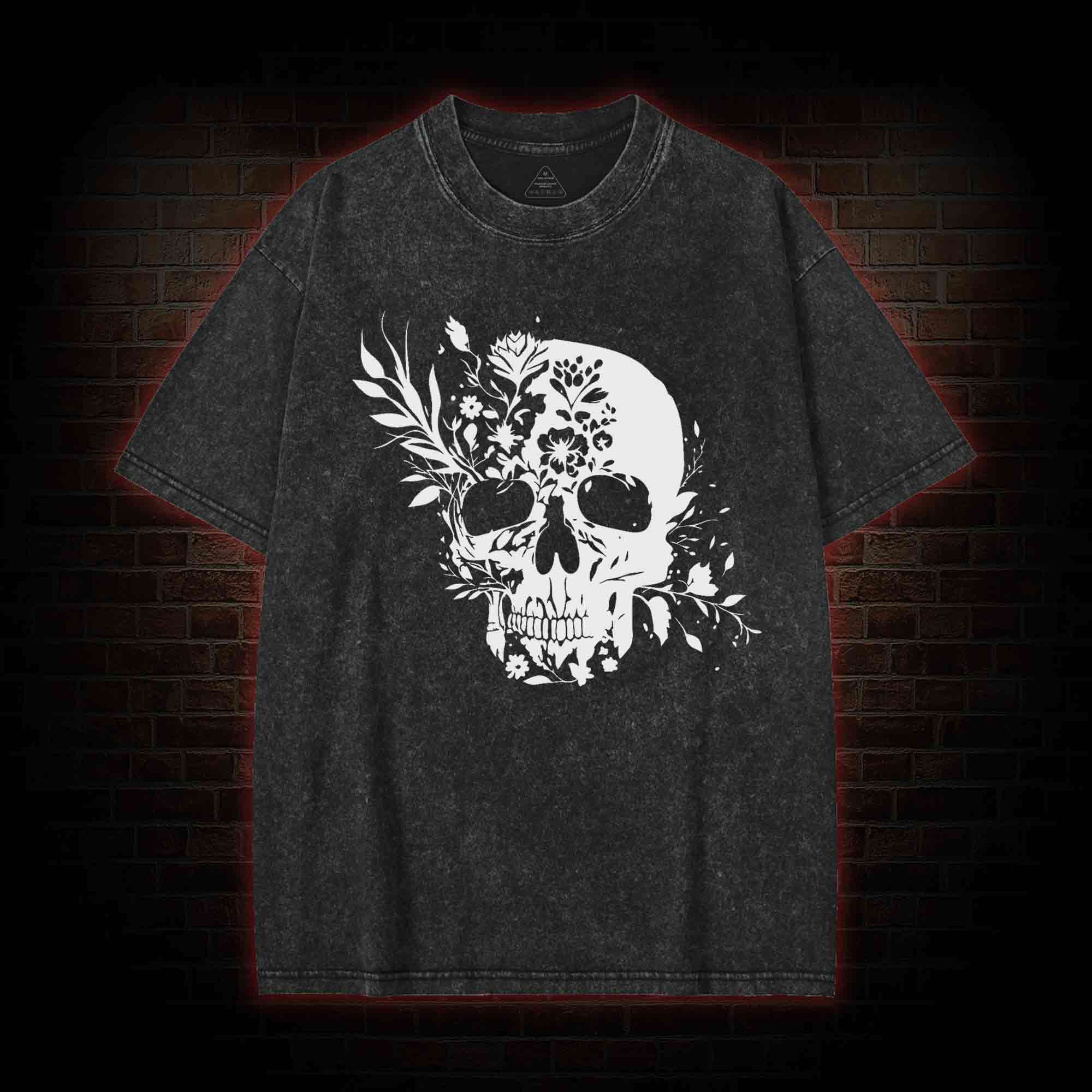 Skull Floral Washed T-shirt