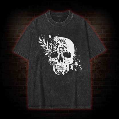 Skull Floral Washed T-shirt