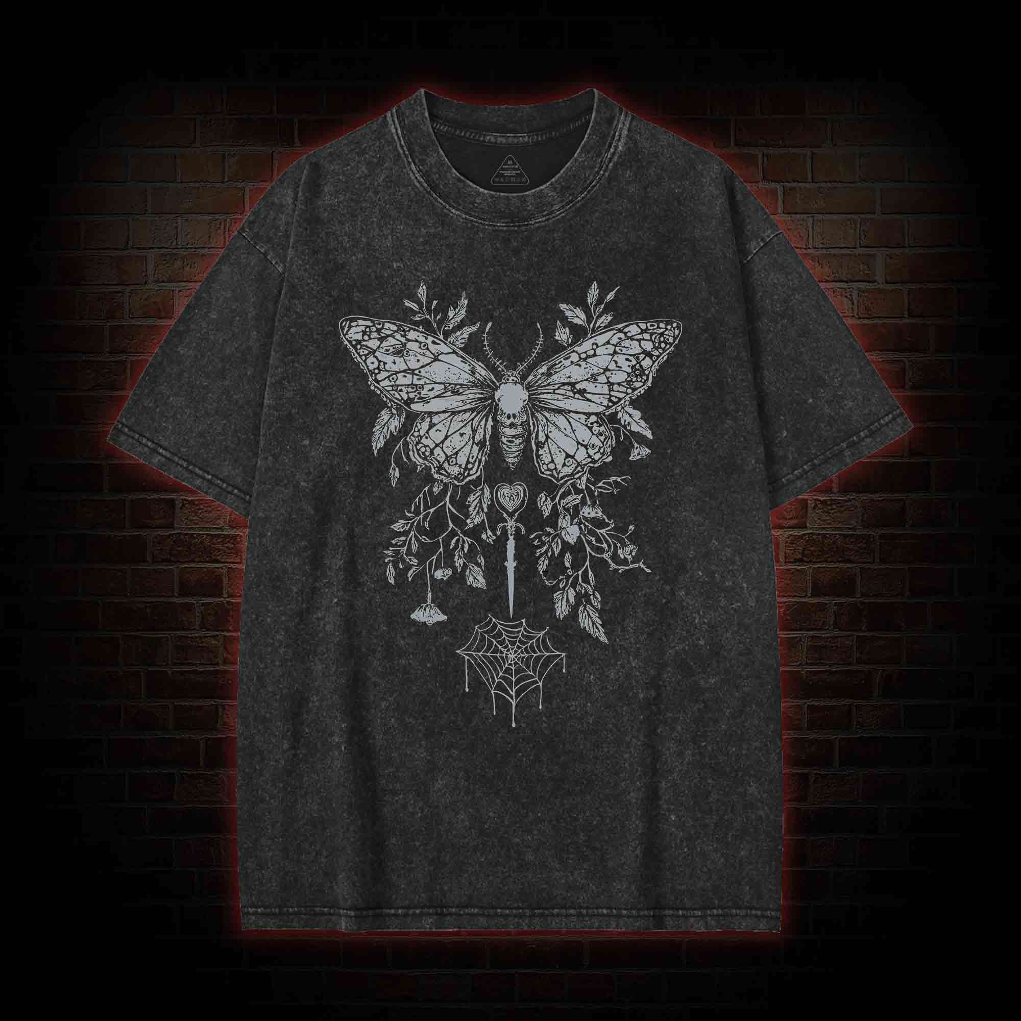 Goth Butterfly Washed T-shirt