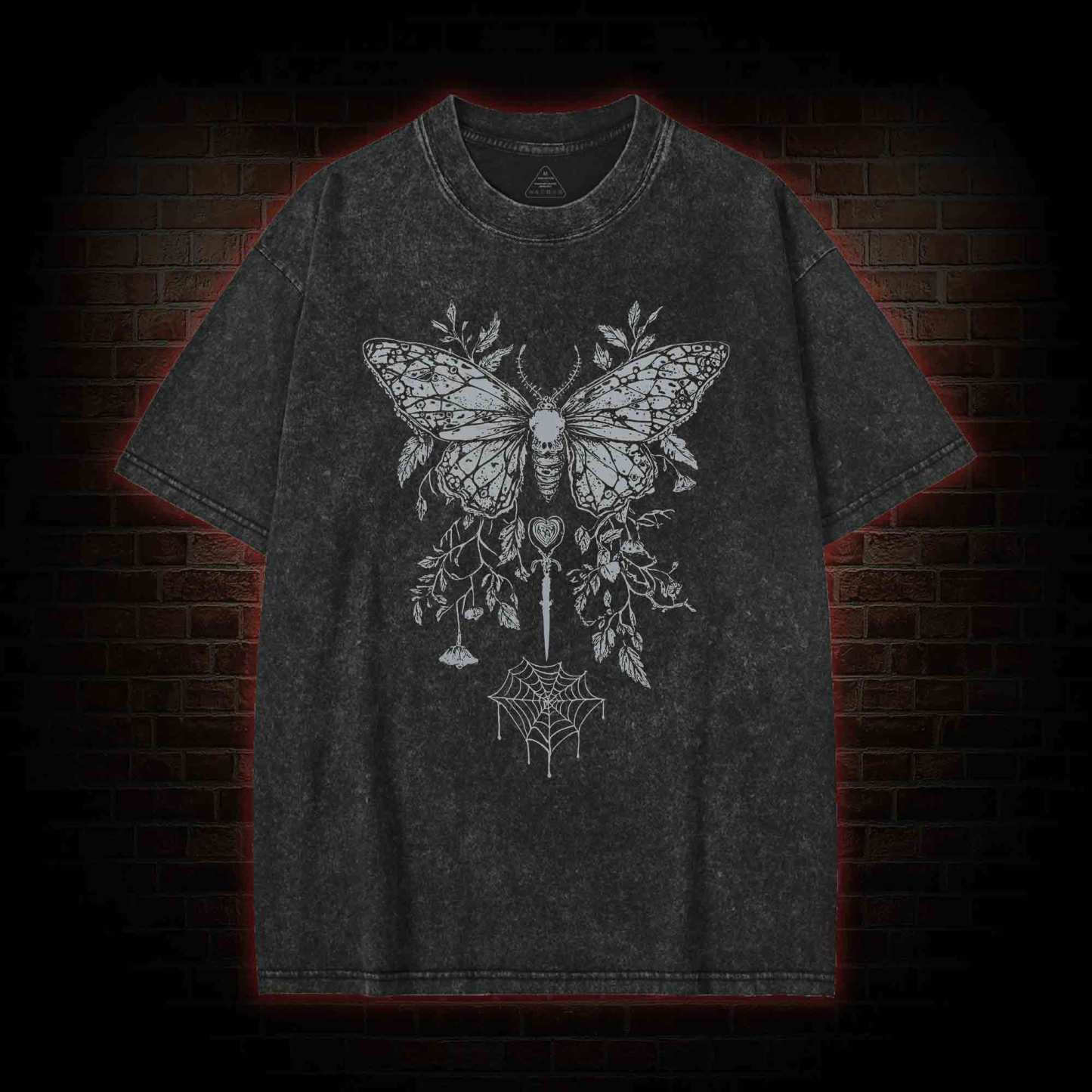 Goth Butterfly Washed T-shirt